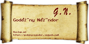 Godány Nándor névjegykártya